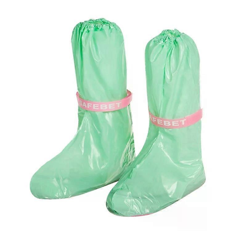 PVC Waterproof Non-Slip Rain Shoe Boots Cover-High Tube,Reusable,M Green Green,M
