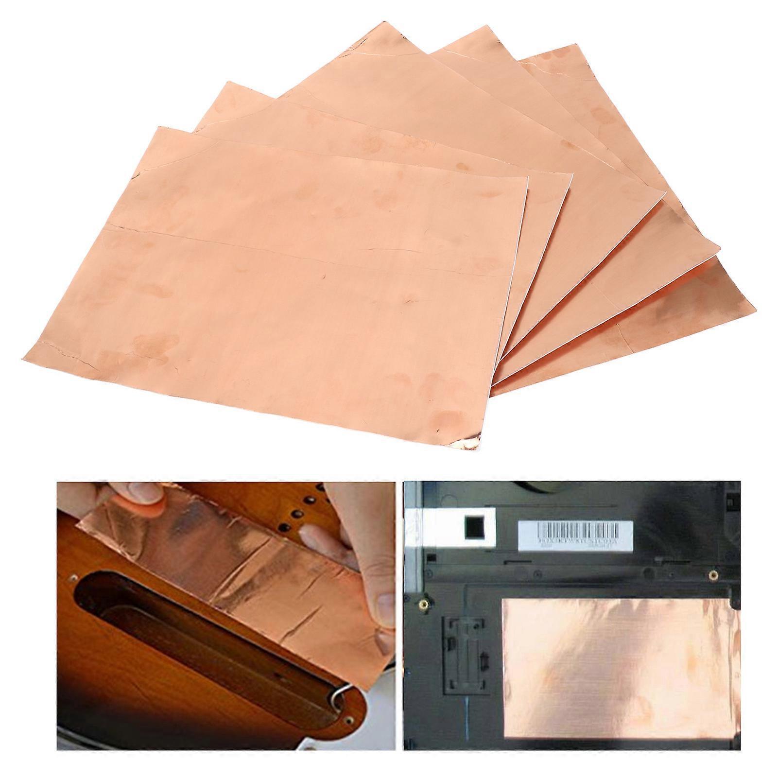 5Pcs Copper Foil Sheet Single Sided Conductive Shielding Paper Electromagnetic Isolation 