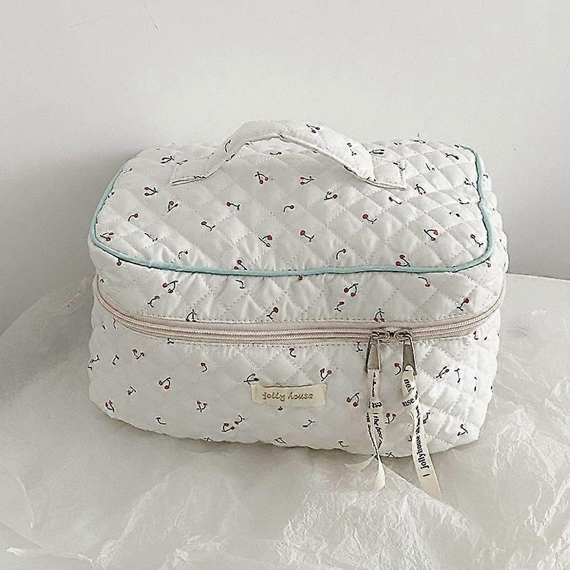 Grande Trousse de MaquillageCerise, Trousse Maquillage Voyage avec Poigne, Motif Floral Grand Capacit Trousse de Toilette pour Voyage pour Femme Fill