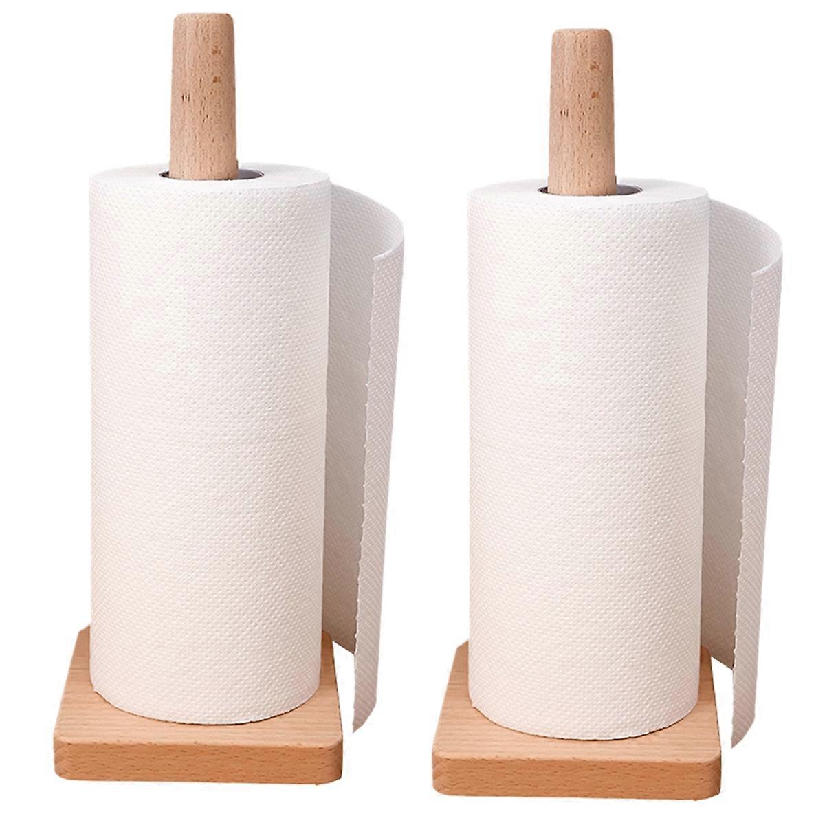 Kitchen Wooden Roll Paper Towel Holder Bathroom Paper Towel Vertical Stand Disposable Paper Towel S
