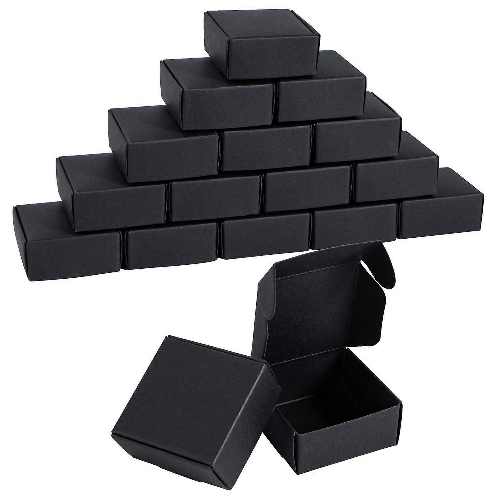 Black Mini Gift Boxes 2.16x2.16x0.98 Inch, Small Kraft Paper Boxes for 100 Gifts, Black Favor Packaging