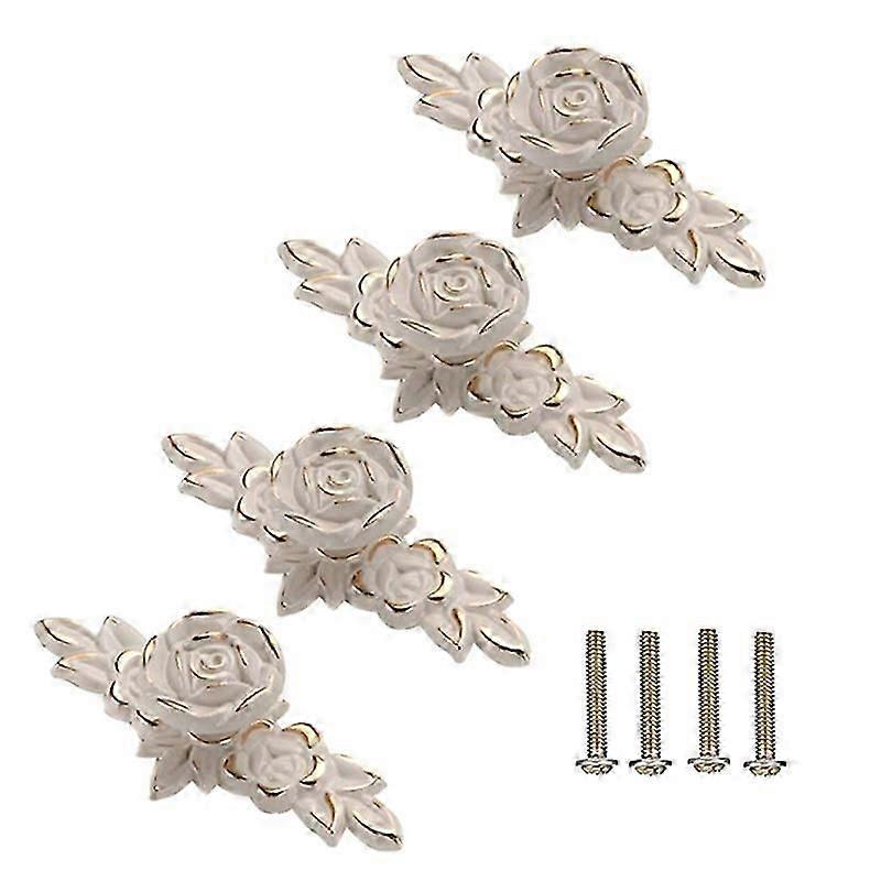 4 Pcs Euro Roses Cabinet Knobs with Backplate