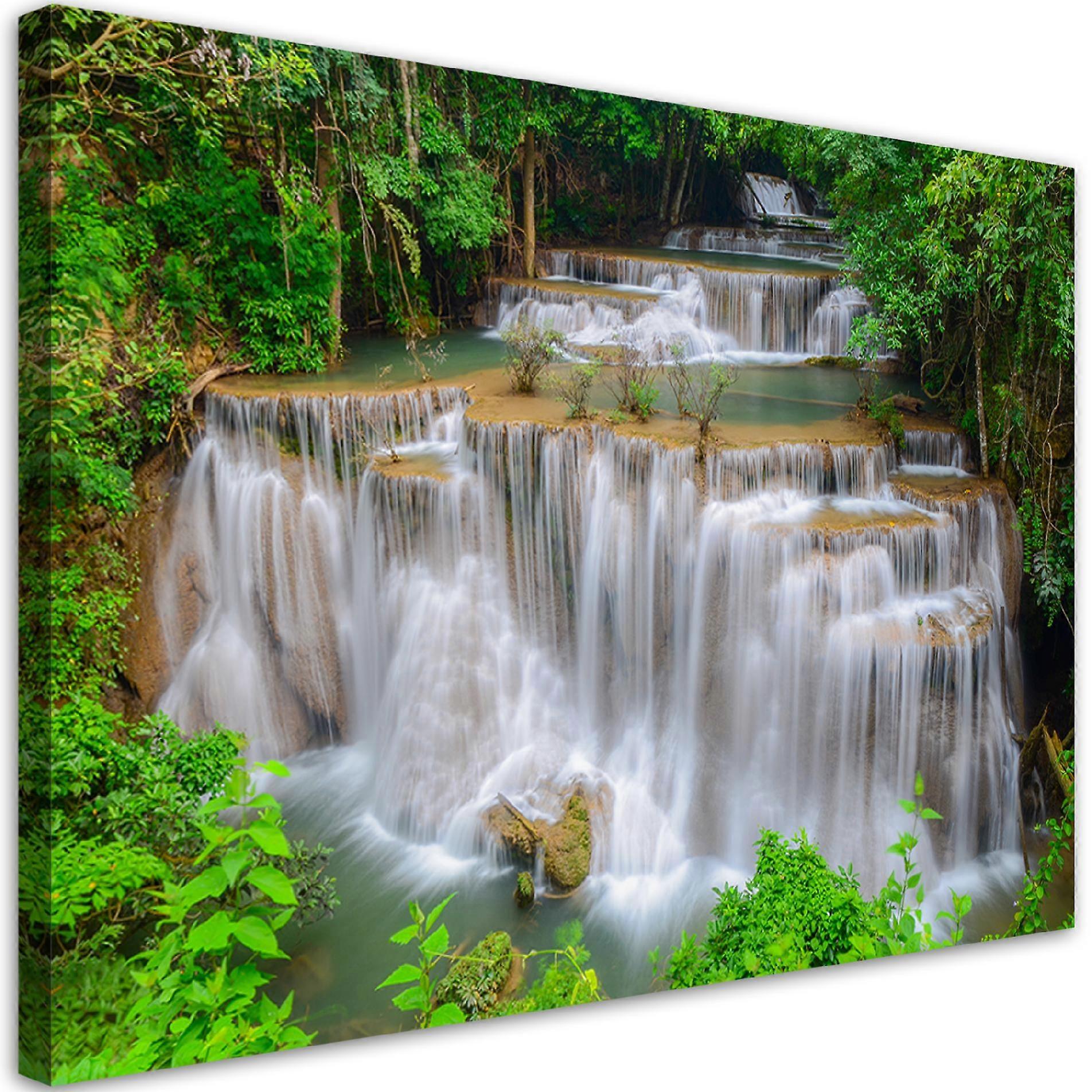 Impression sur toile, Cascade Nature Forest - 90x60