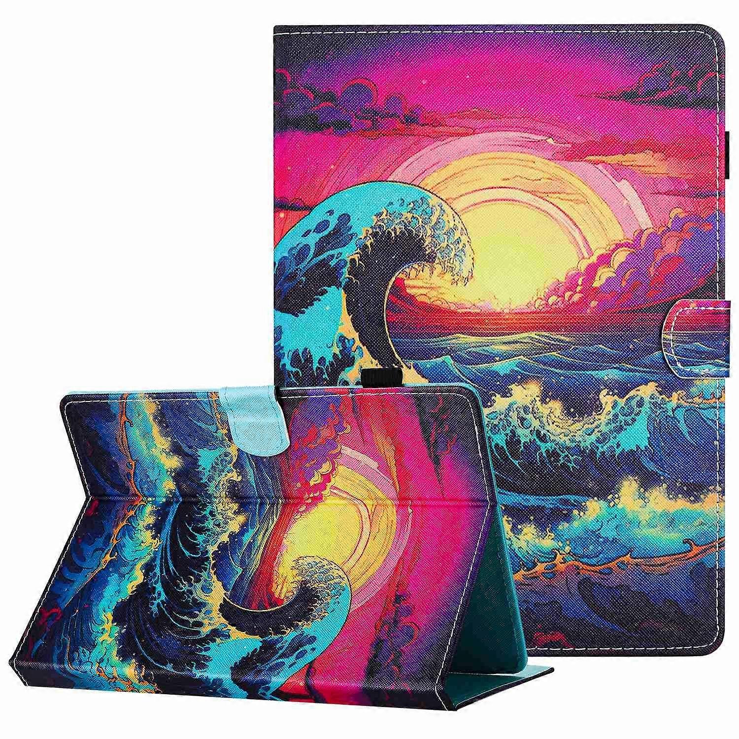 Painted Pattern Stitching Leather Tablet Case