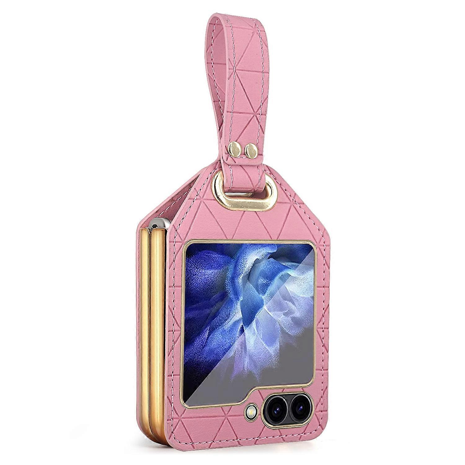 Electroplating PC Hybrid PU Leather Phone Case with Wristband