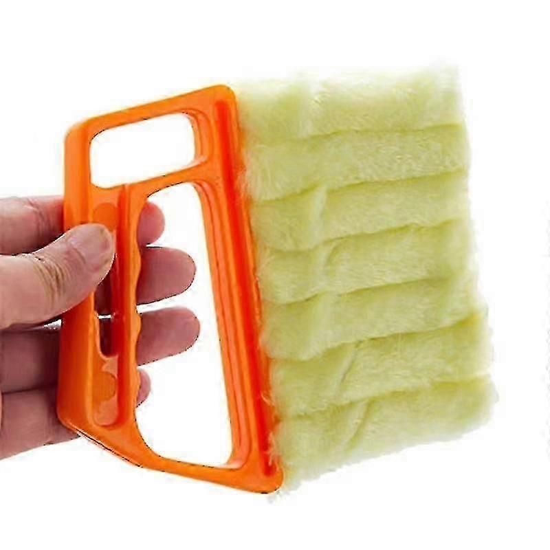 Handheld Blind Cleaner Duster Tool, 7 Finger Dusting Cleaner Tool For Window Venetian, Washable Mini Cleaner Brush For Air Conditioner--Orange