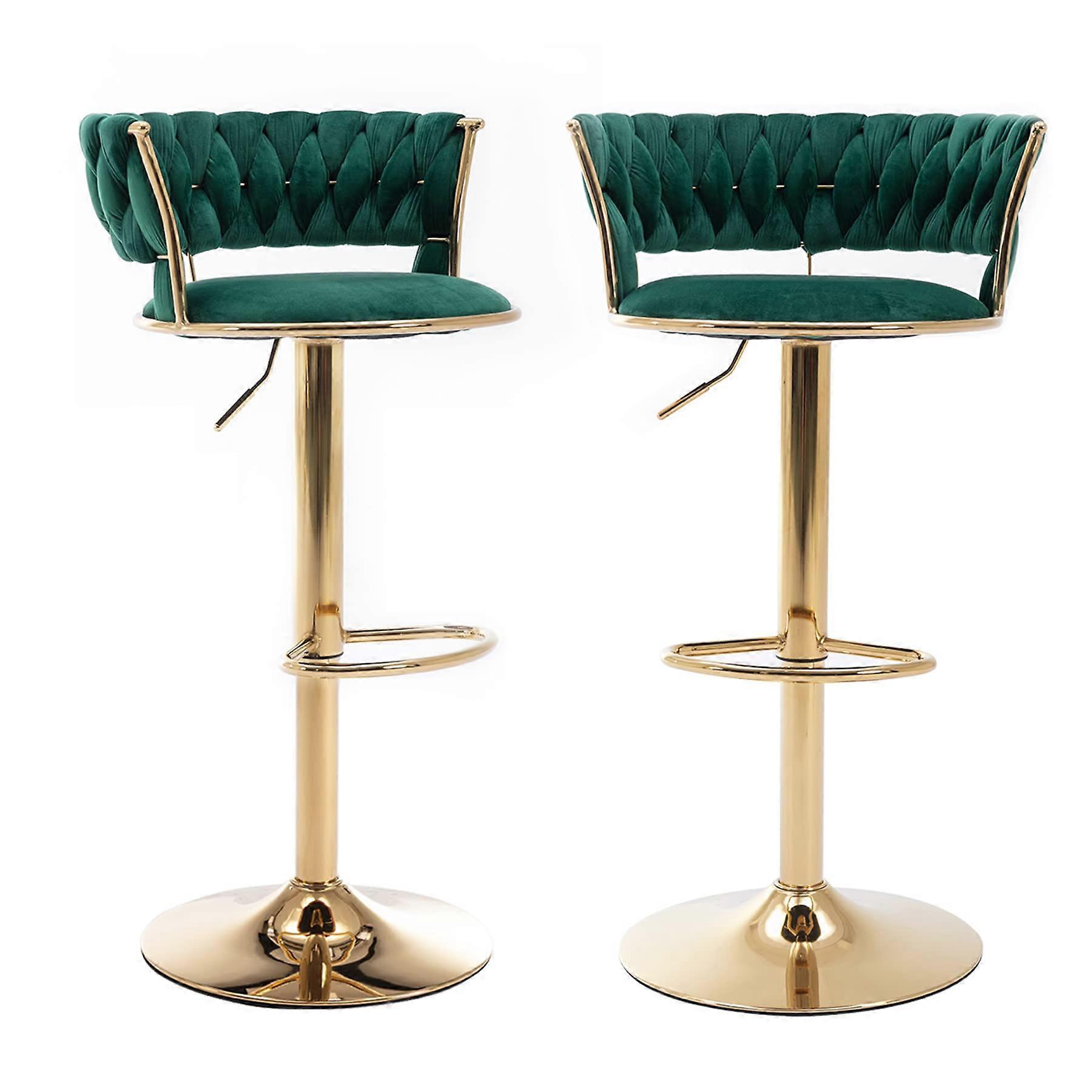 Velvet Swivel Barstools Set of 2, Modern Stool Chair with Back, Adjustable Counter Height