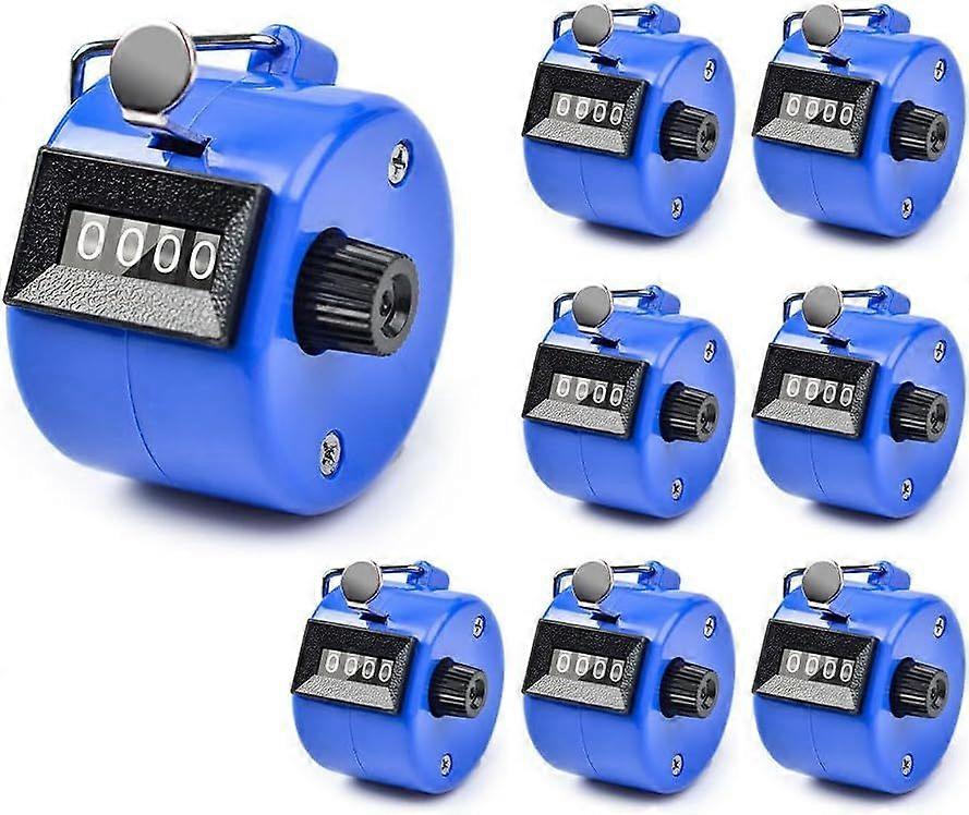 8PCS Hand Tally Counters, 4-Digit Clicker Counter, for Coaching, Golf Scoring, Meeting (Blue)