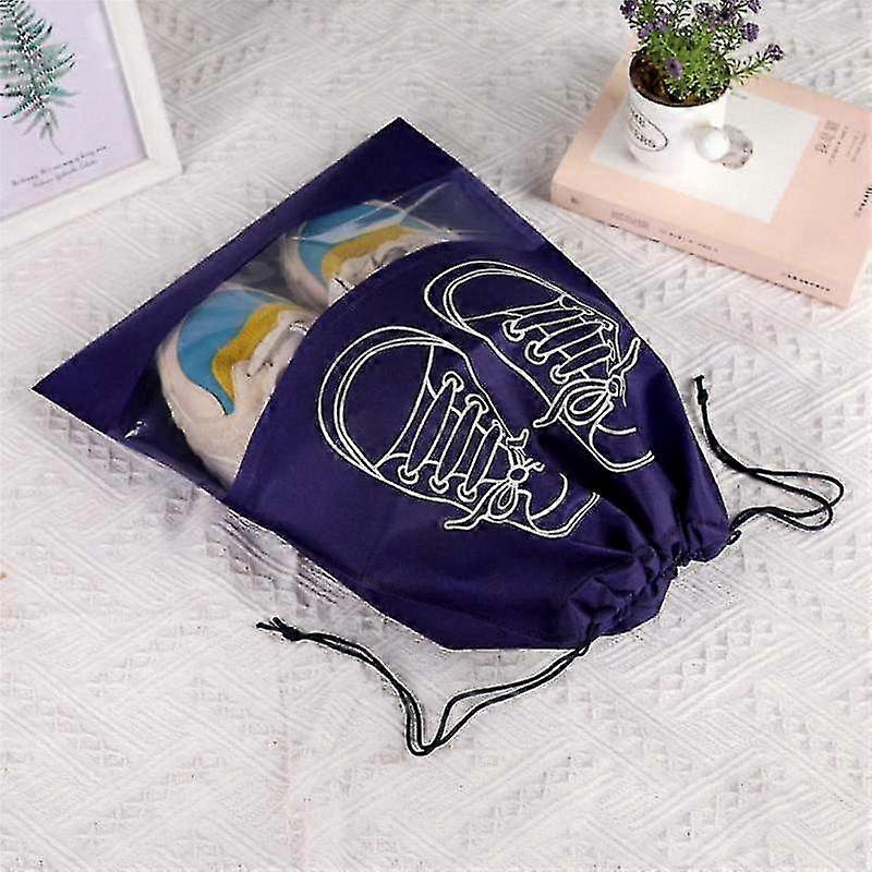 Non-woven waterproof dustproof travel shoe storage bag with drawstring for portability