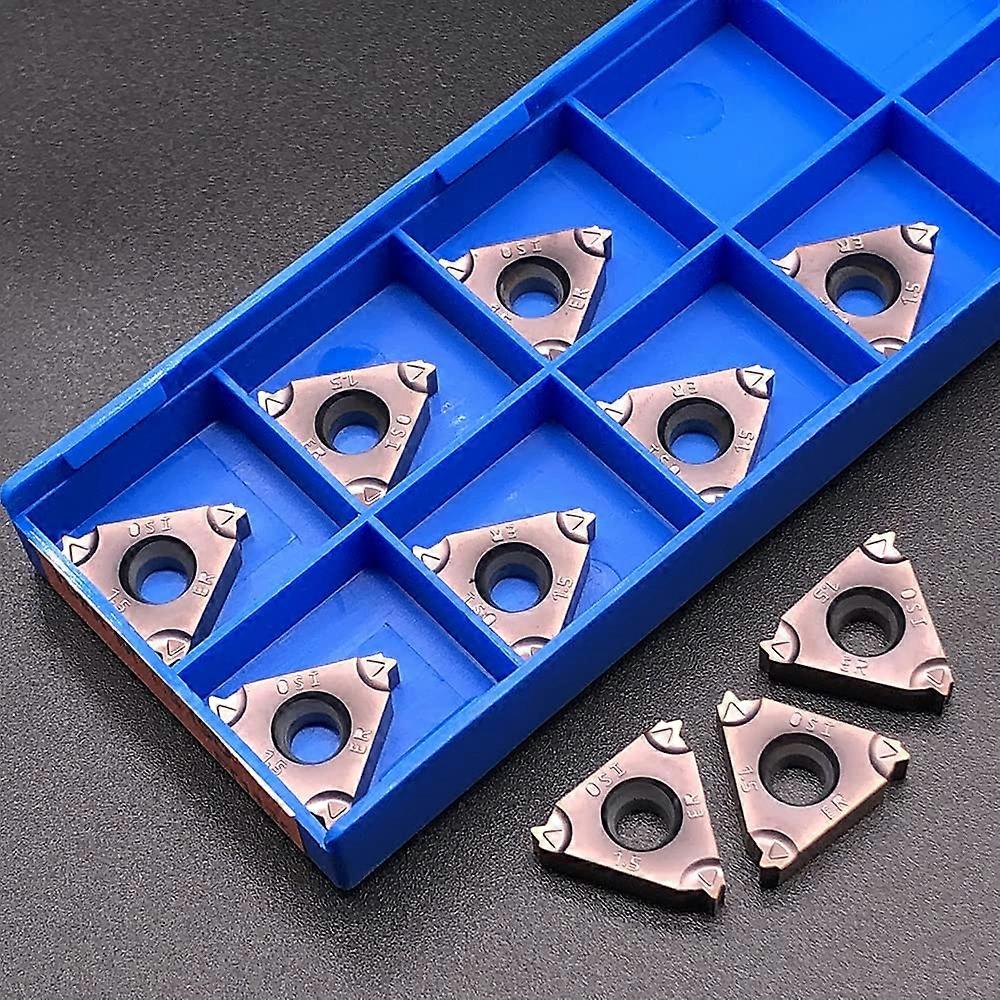 10Pcs 16ER M 1.5 ISO FT1125 Carbide Insert Thread Blade CNC Lathe Threading Cutter Tool For Stainless Steels (Angle: 10 Pcs / 16ERM1.5 ISO FT1125)