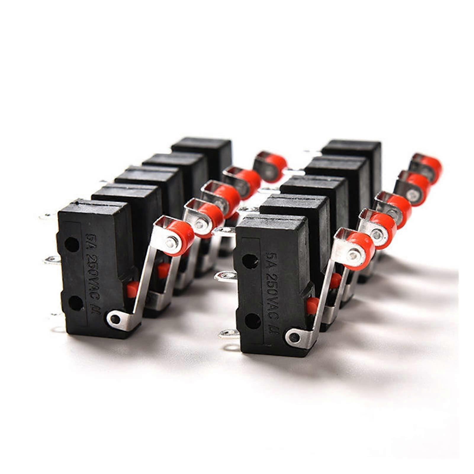 Tactile Tact Push Button Switch 10Pcs Set 5A 125/250V SPDT Hinge Roller Lever Micro Switches KW11-N KW12 3 Pins