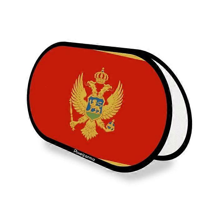 Oval Flag - Montenegro - 70 x 120 cm - Polyester - Double-sided Print - Retractable and Foldable