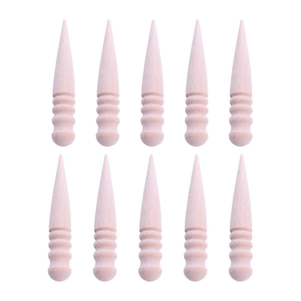 10pcs Wooden Leather Burnishing Tools Slicker Rods for DIY Leathercraft Home Projects, Durable and Ergonomic Design