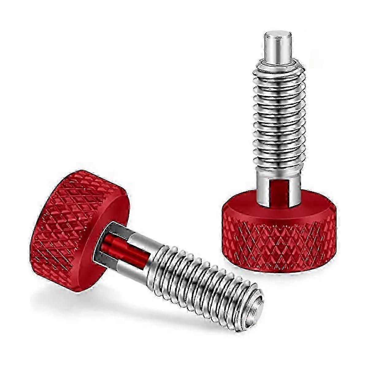 2 Packs Red Hand Retractable Spring Plunger with Knurled Handle M6 Type Quick Release Pins for Rolling Equipment Machinery Fixtures Industrial Fasteni