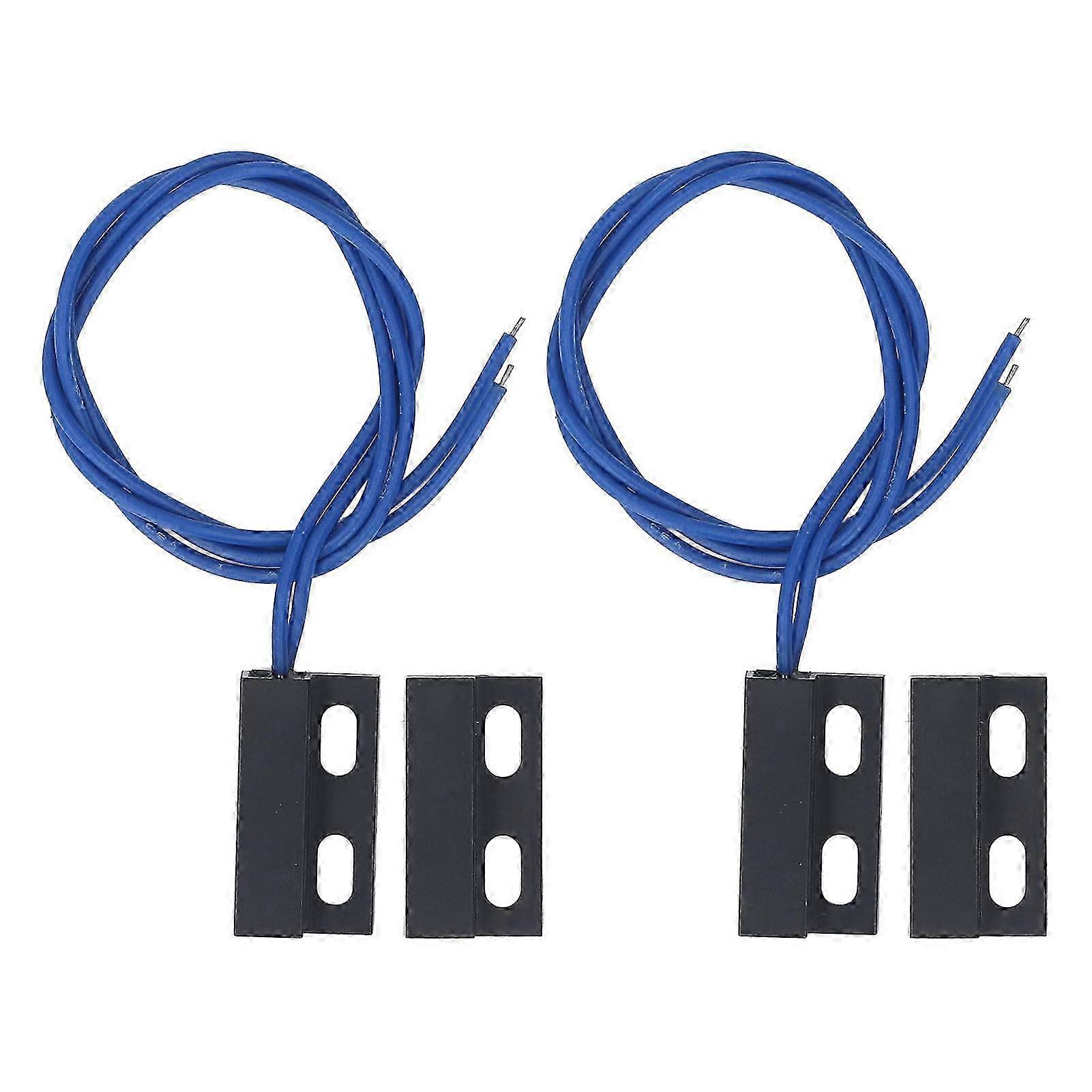 2 Pairs Magnetic Door Switch Normally Closed Recessed Window Gate Contacting Sensor for Home Security Alarm System AC220V Black