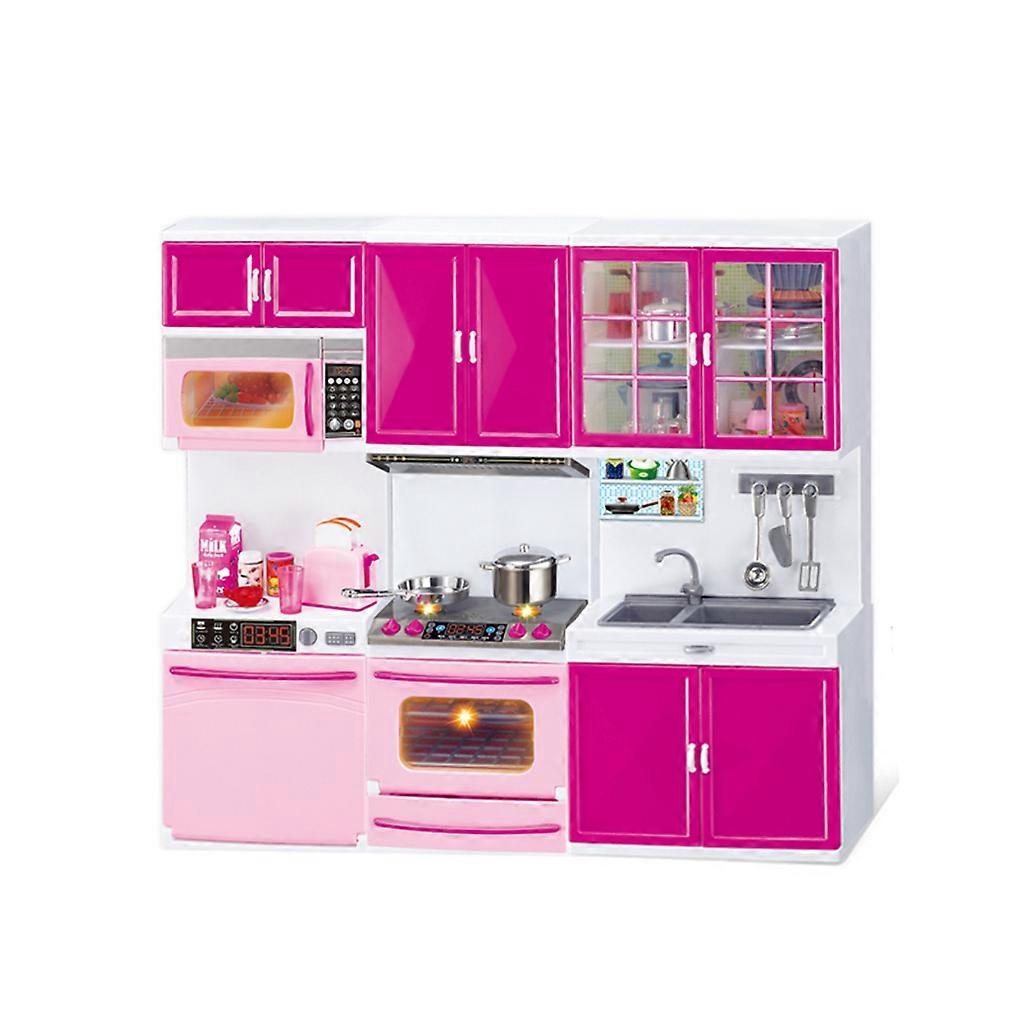 Simulation Kitchen Cabinets Set Children Pretend for Play Cooking Tools Mini Dol  Black