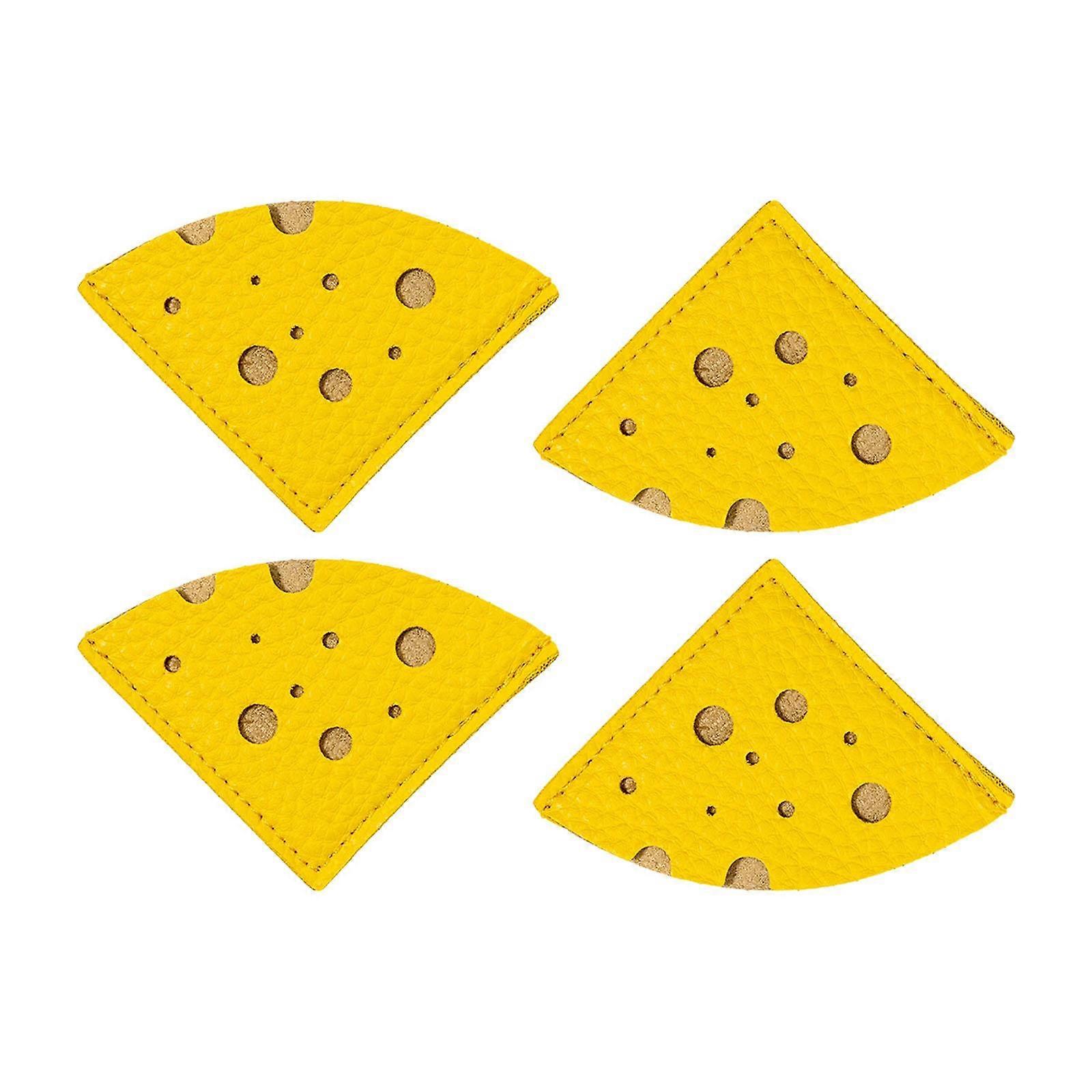 4 Pieces Corner Page Bookmarks PU Leather Book Marks Cute Cheese Design Durable