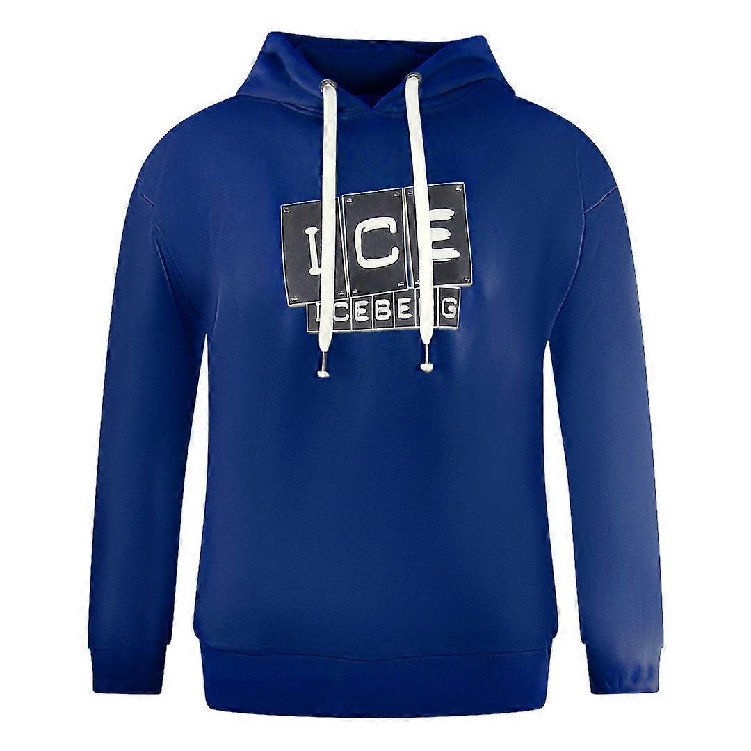 Ice Iceberg Bold Blocked Logo Blue Hoodie