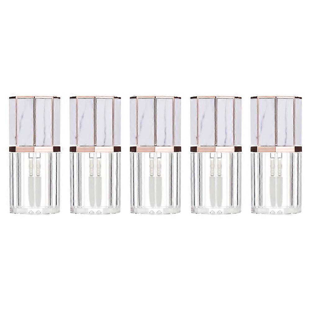5pcs Refillable Marble Lip Gloss Tubes Empty Makeup Bottles Lightweight Portable Containers for Lip Liquid Oil Balm Travel Use