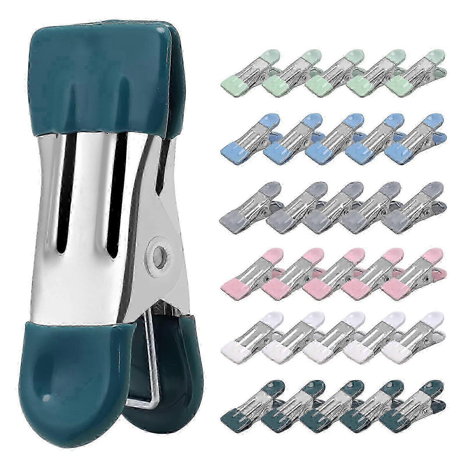 Heavy Duty Metal Clothespins 30 Pack - 2.17 Inch Chip Clips for Laundry & Storage - Dark Green