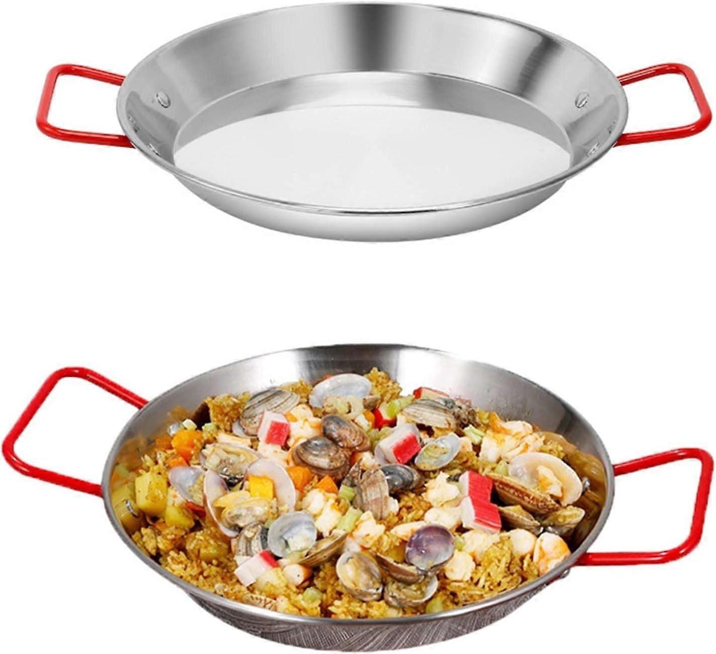 Paella pan, polished steel, nonstick, even heating, versatile for home, kitchen