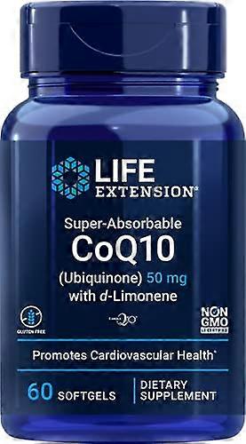 Life Extension, 超吸收辅酶 Q10(泛醌),50 毫克,含 d-柠檬烯心脏健康支持补充剂 - 促进健康的大脑功能和能量产生 - Non-GMO,无麸质 - 60 粒软胶囊