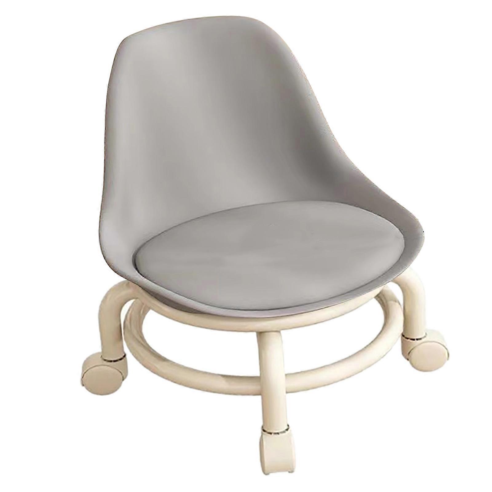 Kids Low Rolling Stool with Backrest and Universal Wheels, Low Height Roller Seat Step Stool for Children Gray