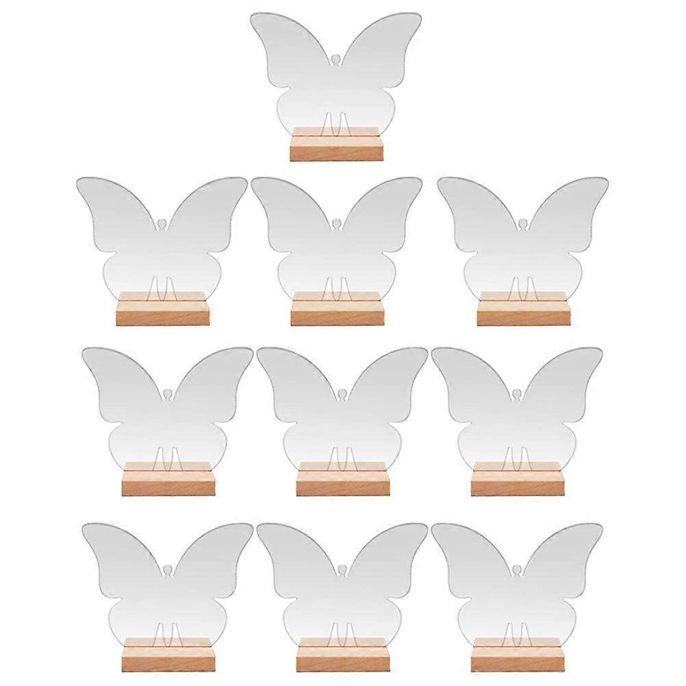 Wedding Table Signs Set of 10 Acrylic Butterfly Reserved Seat Cards Transparent Decorative Place Holders with Wooden Base for Banquets and Parties