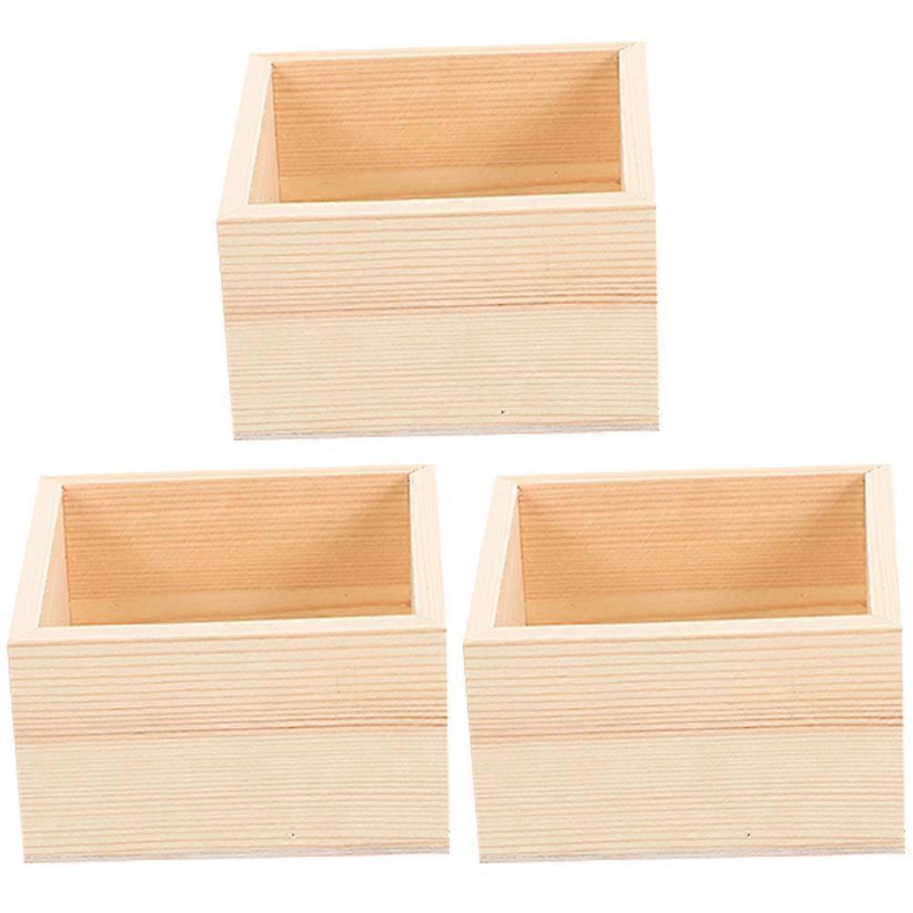 Wooden Storage Box for Storage Use 3Pcs Unfinished Desktop Organizer Boxes