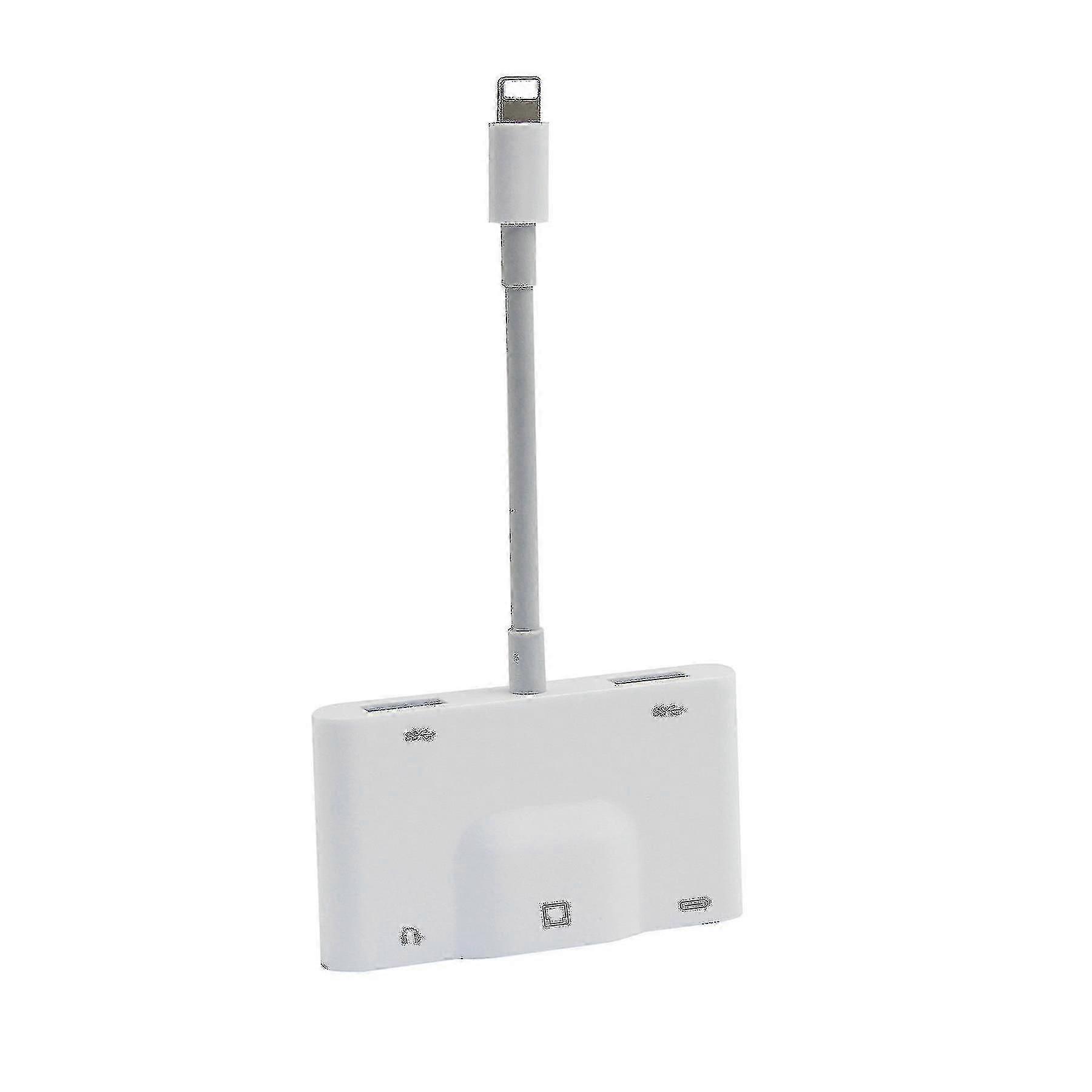 Adaptateur Lightning vers RJ45 Ethernet 5-en-1 avec USB OTG, convertisseur audio et LAN 3,5 mm pour iPhone iPad