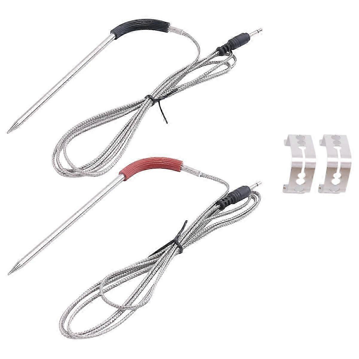 2-Pack Replacement Meat Temperature Probe Set with Clips for Grills and Smokers