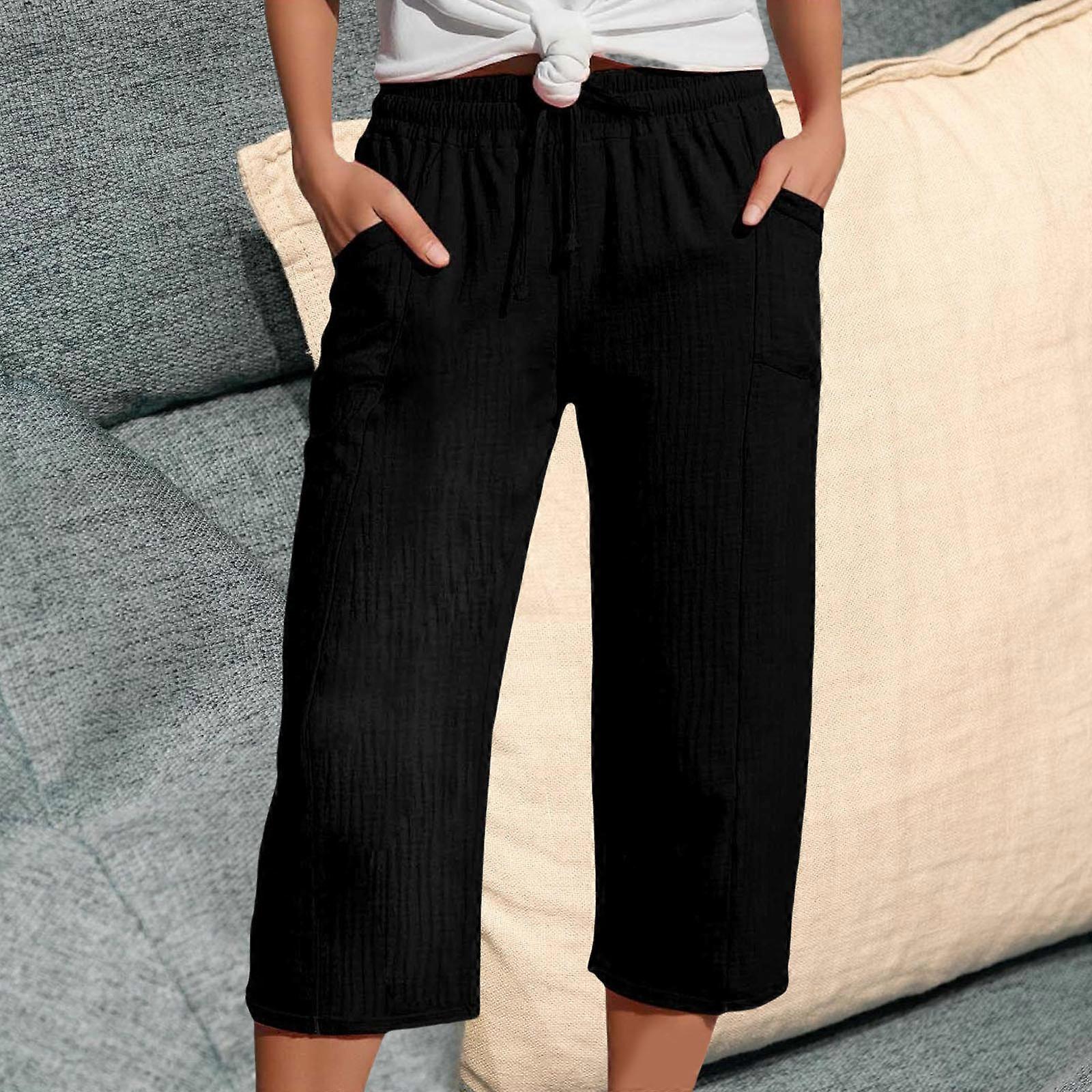 Pantaloni Capri In Lino Per Donna – Leggeri, Con Coulisse E Tasche, Perfetti Per Estate E Viaggi