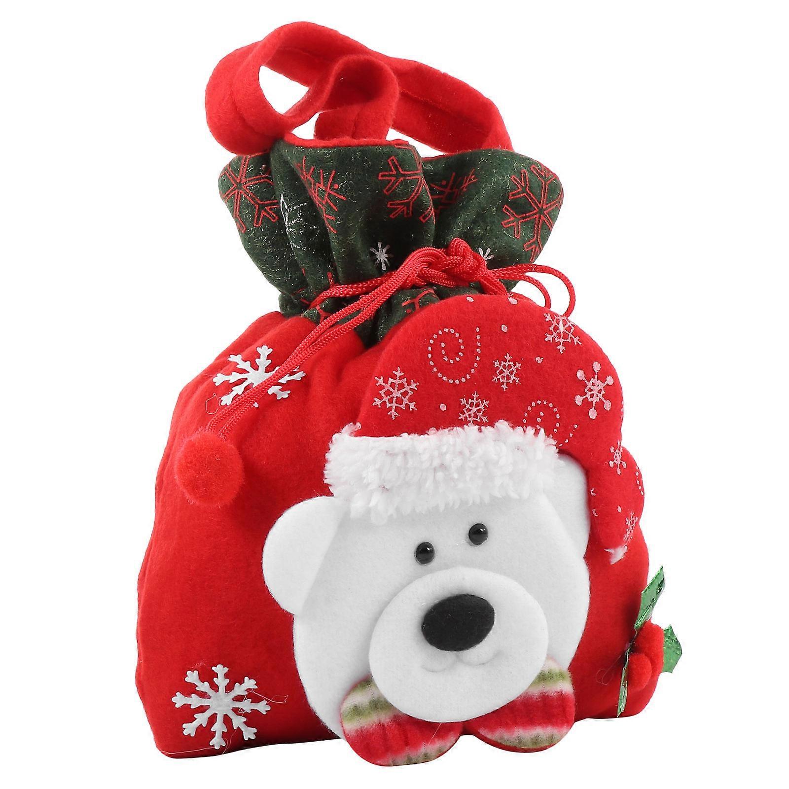 Moisture-Proof Non-Woven Fabric Christmas Themed Gift Pouch Bag For Picnics In Red Color 1Pack
