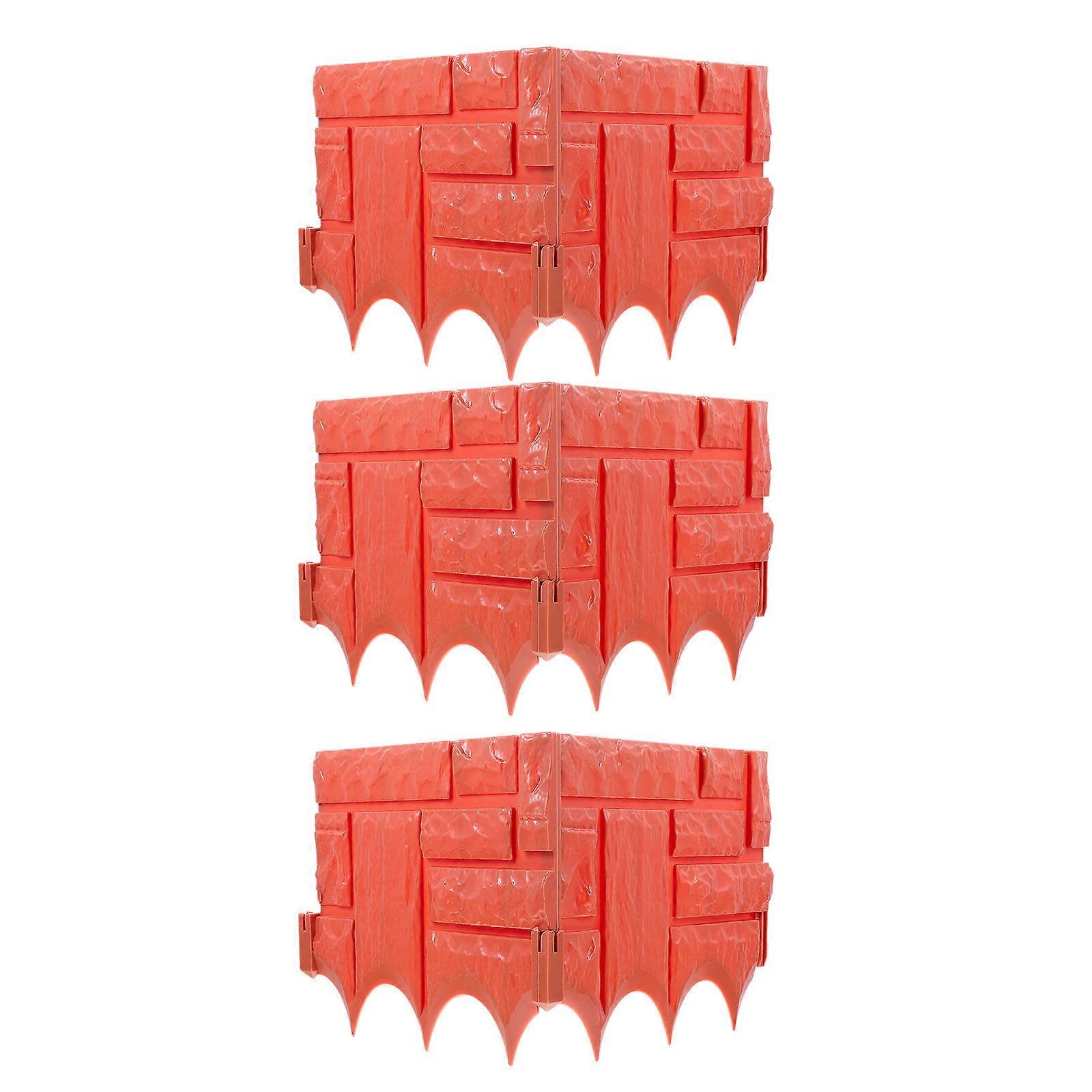 6pcs Brick Red Plastic Garden Edging Borders Decorative Landscape Fencing Panels for Flower Beds Courtyards Balconies Durable Design Easy Installation