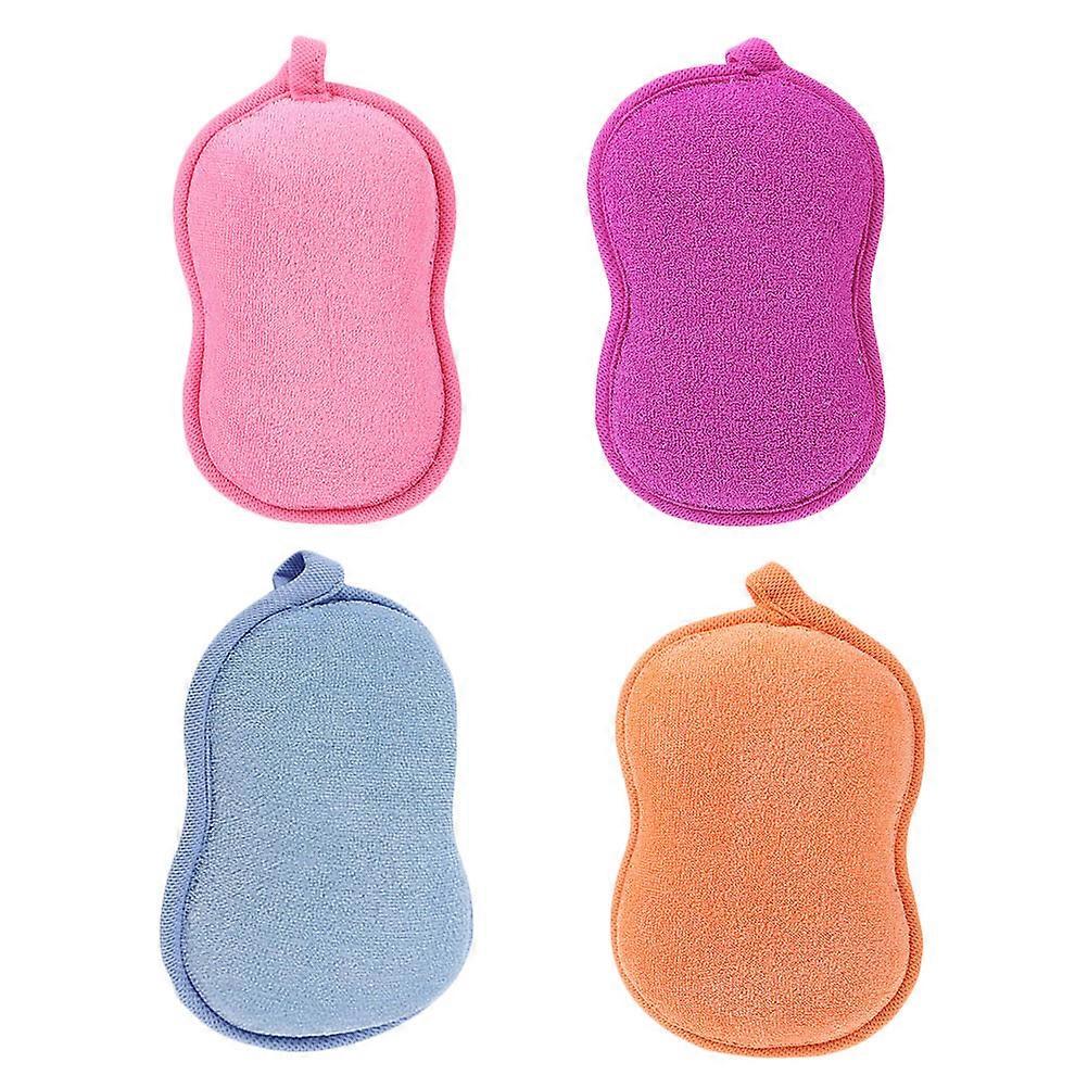 Bath Shower Scrubber Peanut Shape Bath Sponge Kids Daily Use 15x9cm Massaging Skin 4Pcs