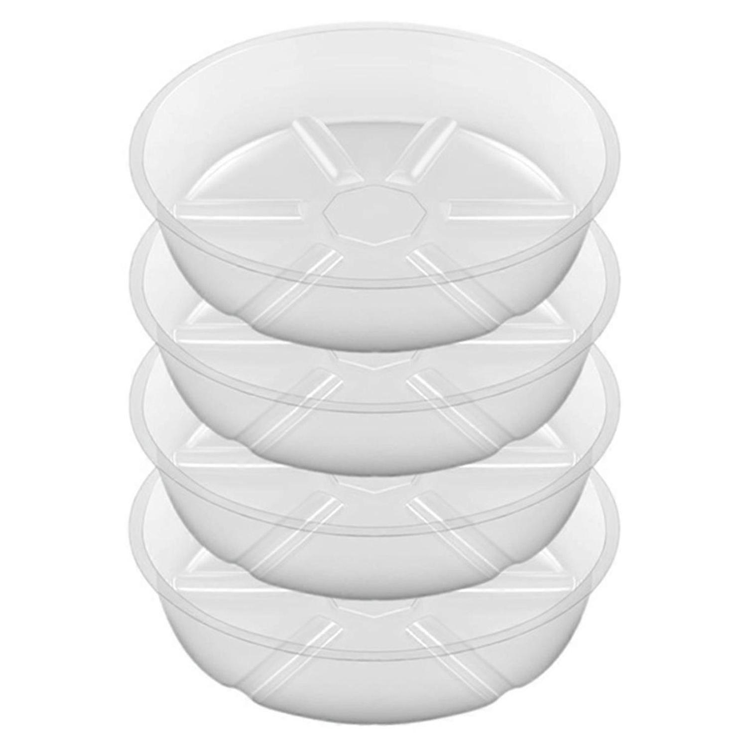 4Pack צלולית צמחים שקופה 8 אינץ' צלוחיות צמחים מפלסטיק עבה יותר מגש צמח עציץ ל-Outdoo מקורה