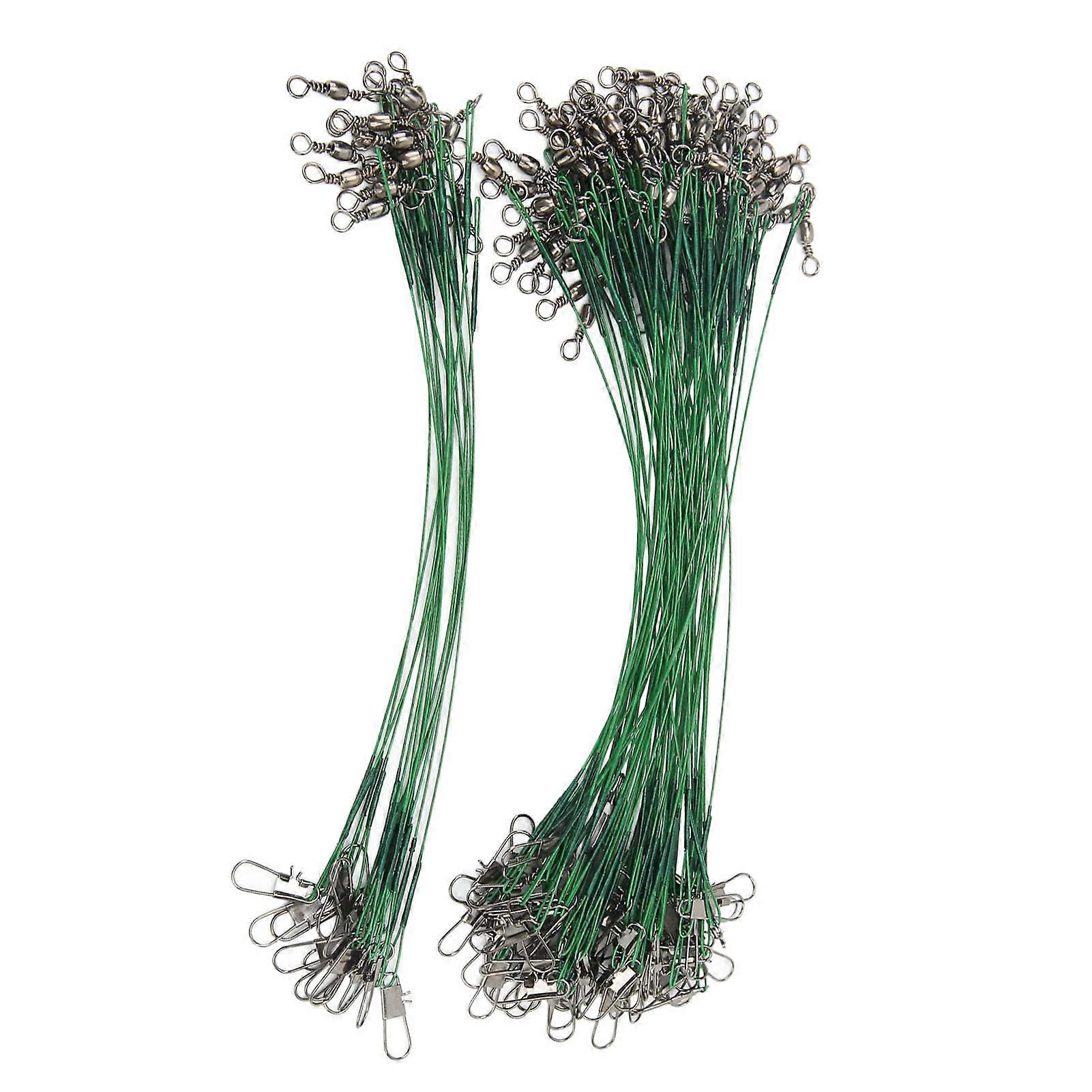 Wire Leader, 100 Pieces Fishing Line with High Hardness, Anticorrosion, Swivels, Snap Lock for 15cm