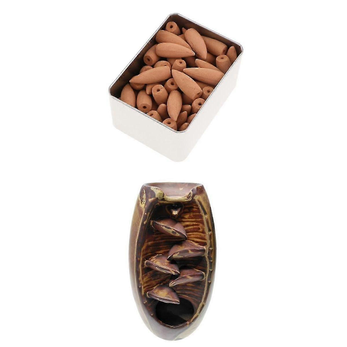 Sandalwood Incense Cone+Backflow Incense Burner Stick Cone Holder Decor