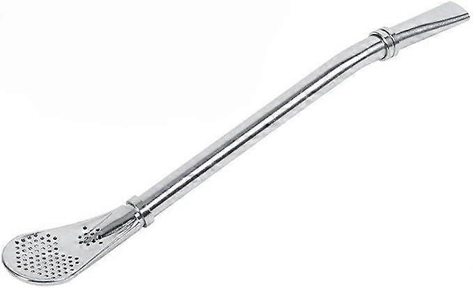 Stainless steel tea gourd, multifunctional straw colander spoon stirrer, silver, practical kitchen gadgets