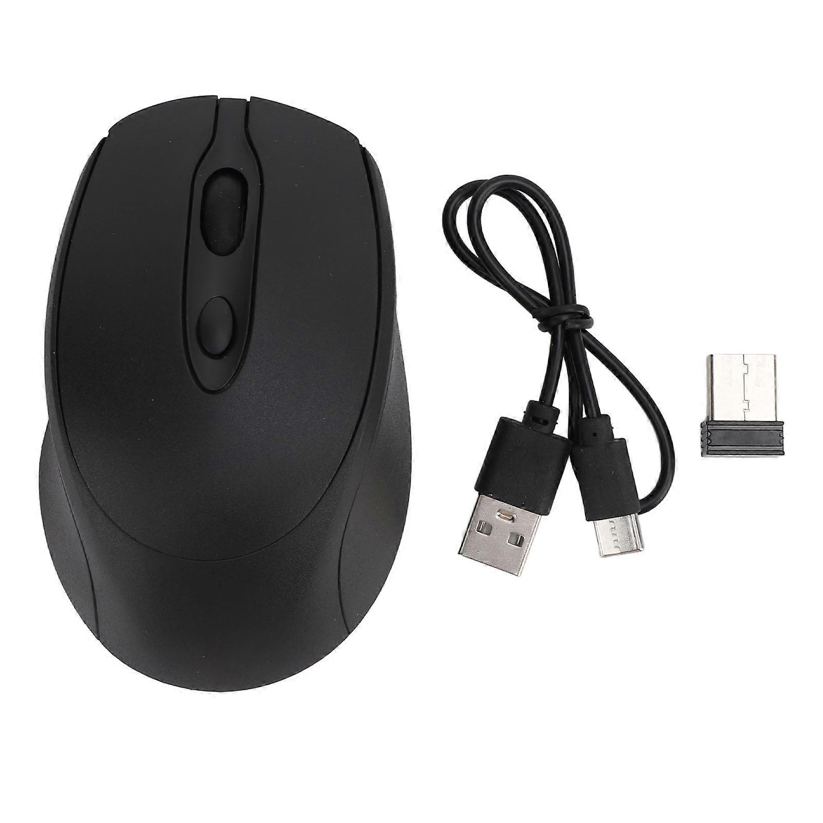 Souris sans fil Bluetooth 5.0 2.4G double mode avec récepteur USB pour téléphone portable PC 800 / 1200 / 1600 DPI silencieuse rechargeable noire