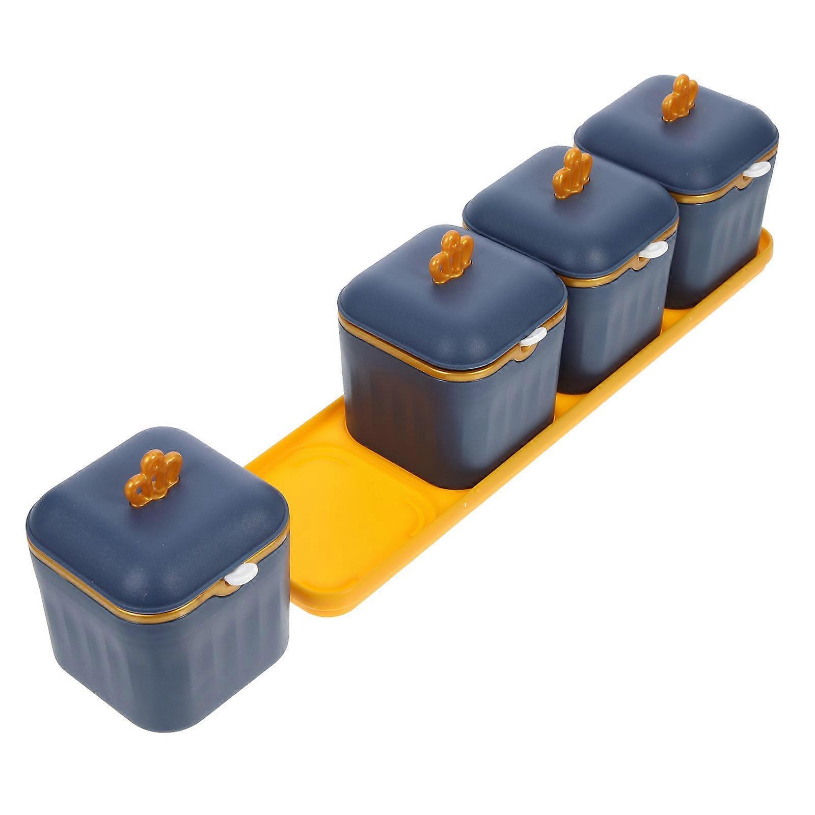Table Seasoning Storage Box Kitchen Spice Box Nordic Style Seasoning Pot Blue 30X7.5X10CM Storing Pepper Powder 1 Set