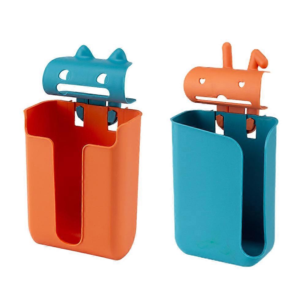 Rubbish Bag Holder Wall-mounted Garbage Bag Box Kitchen Assorted Color 2Pcs