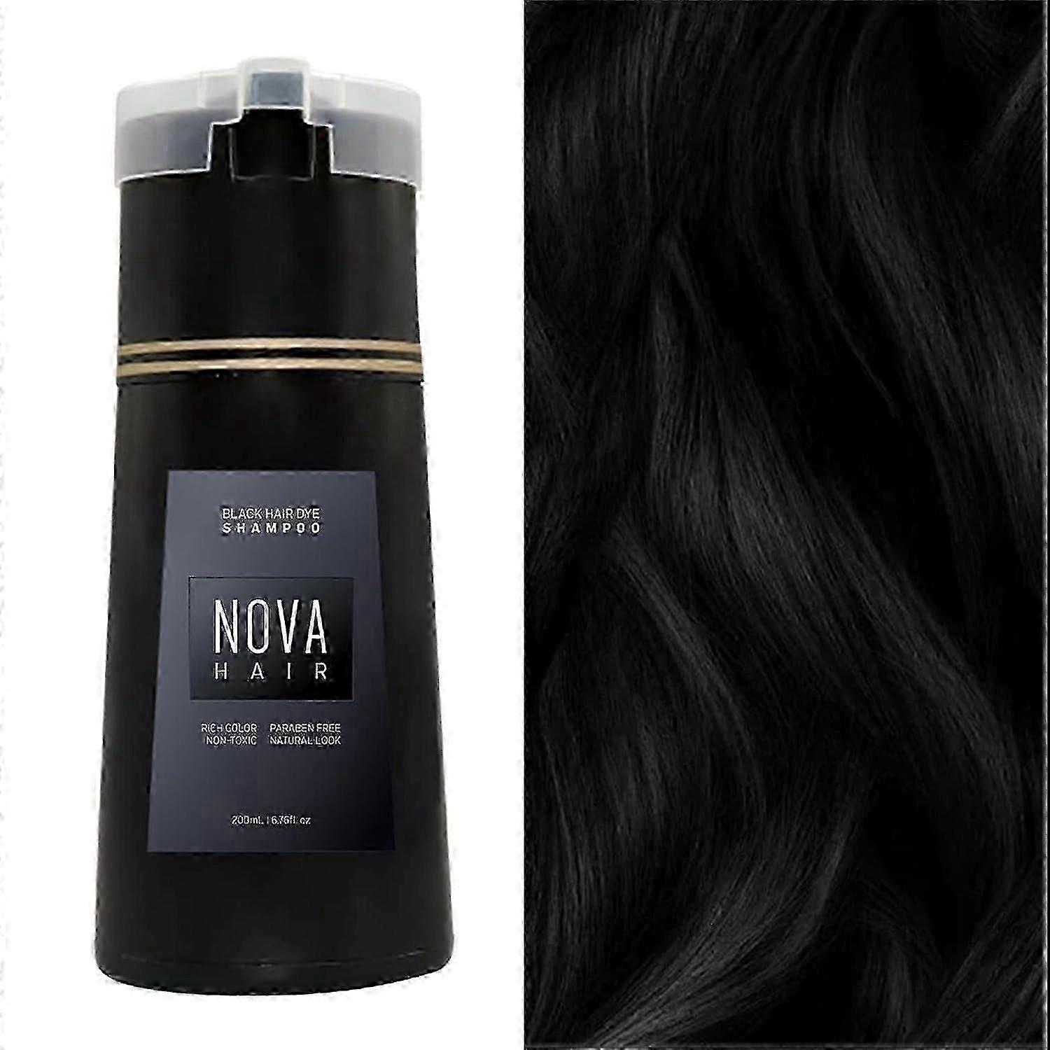 Noir, Nova Color Shampooing, Shampooing Couleur à Action Rapide, (Unisexe)