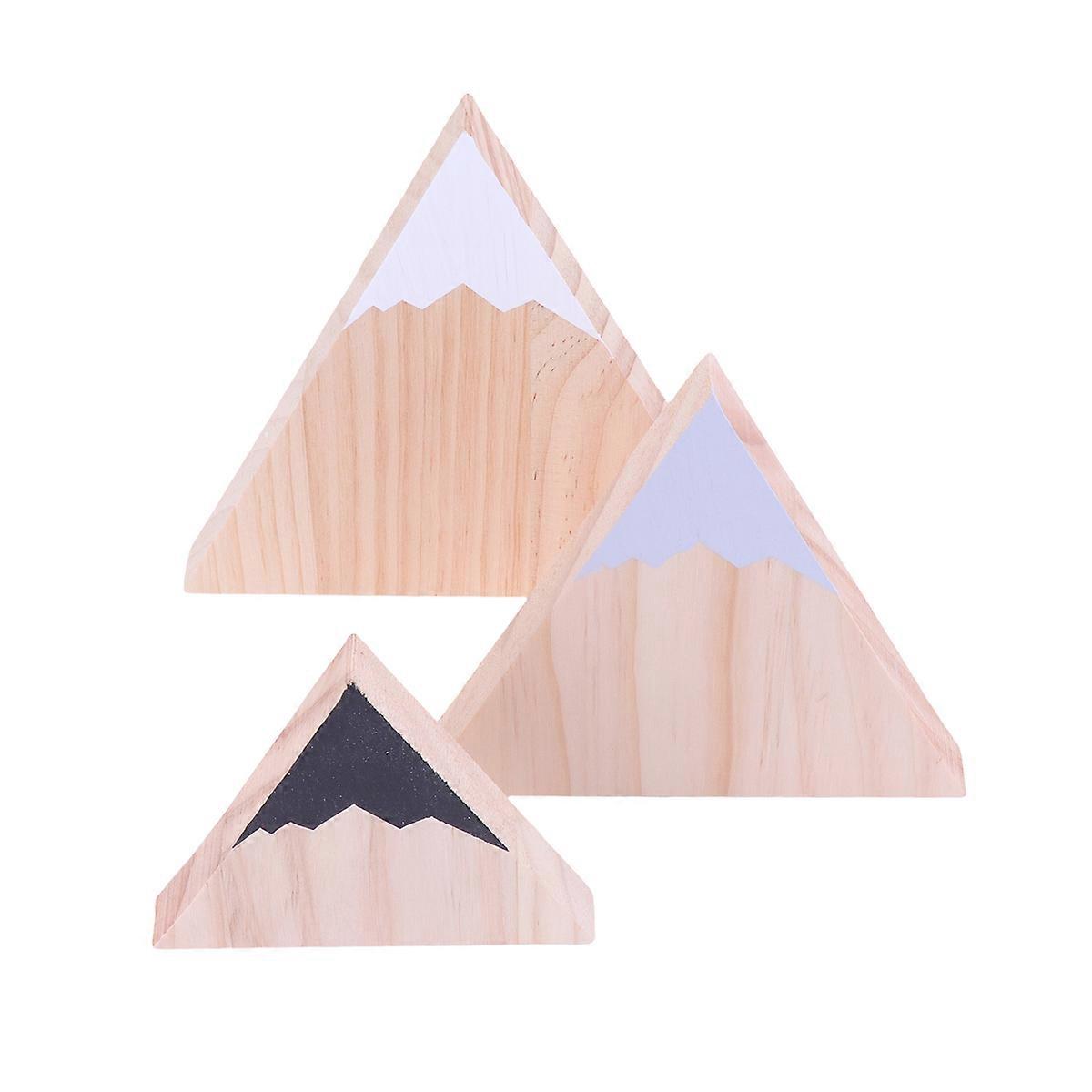 Mountain For Crafts Wooden Mountain Decorations Office Decor Triangular Black 3Pcs