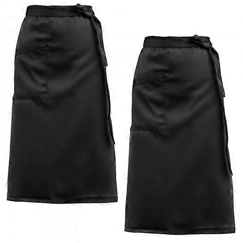 Half Waiter's Apron, Pack of 2 Adjustable Front Tie Apron with Pocket, Black (68x70cm)