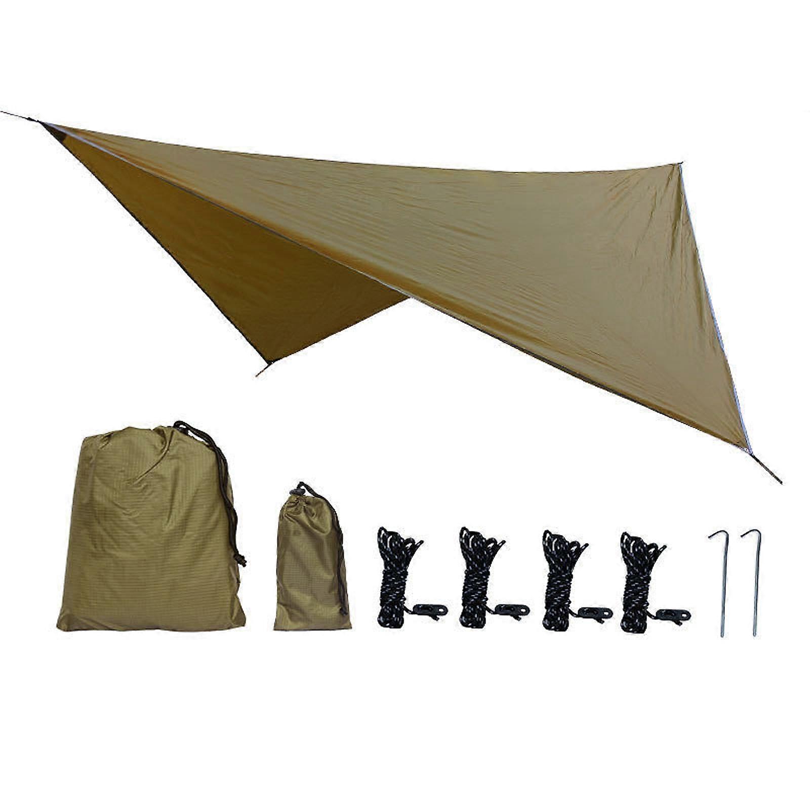 Camping plane, easy to assemble, with storage bag, rain awning, khaki.