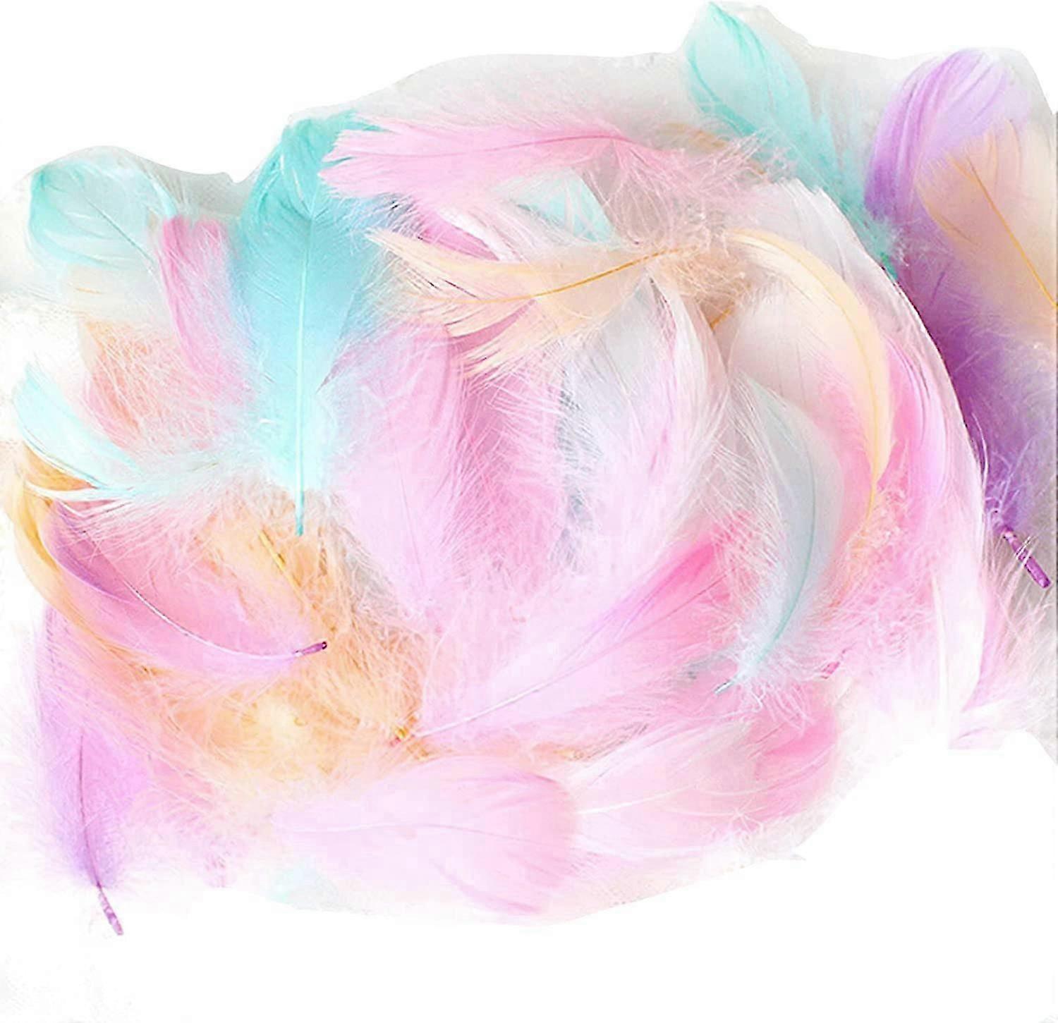100 PCS Coloured Feathers,10-15cm Soft Natural Goose Feathers