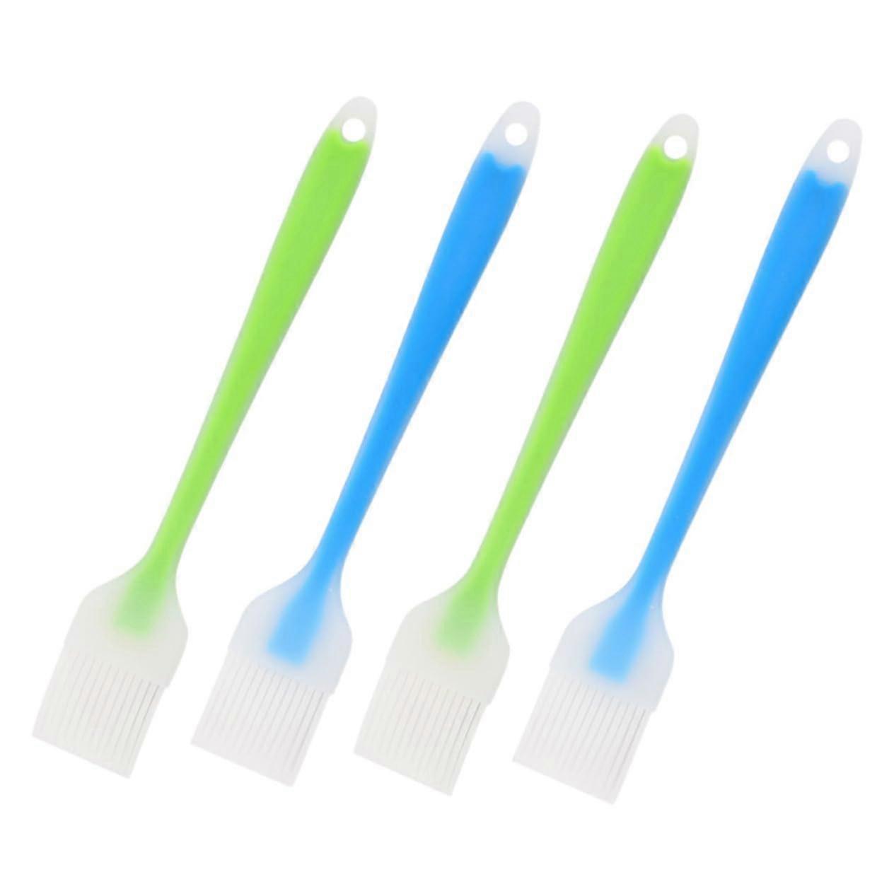 4 Piece Silicone Grill Brush Set with Mini Baking Molds and Lid, Cooking Utensils and Oil Brush for Grilling and Baking