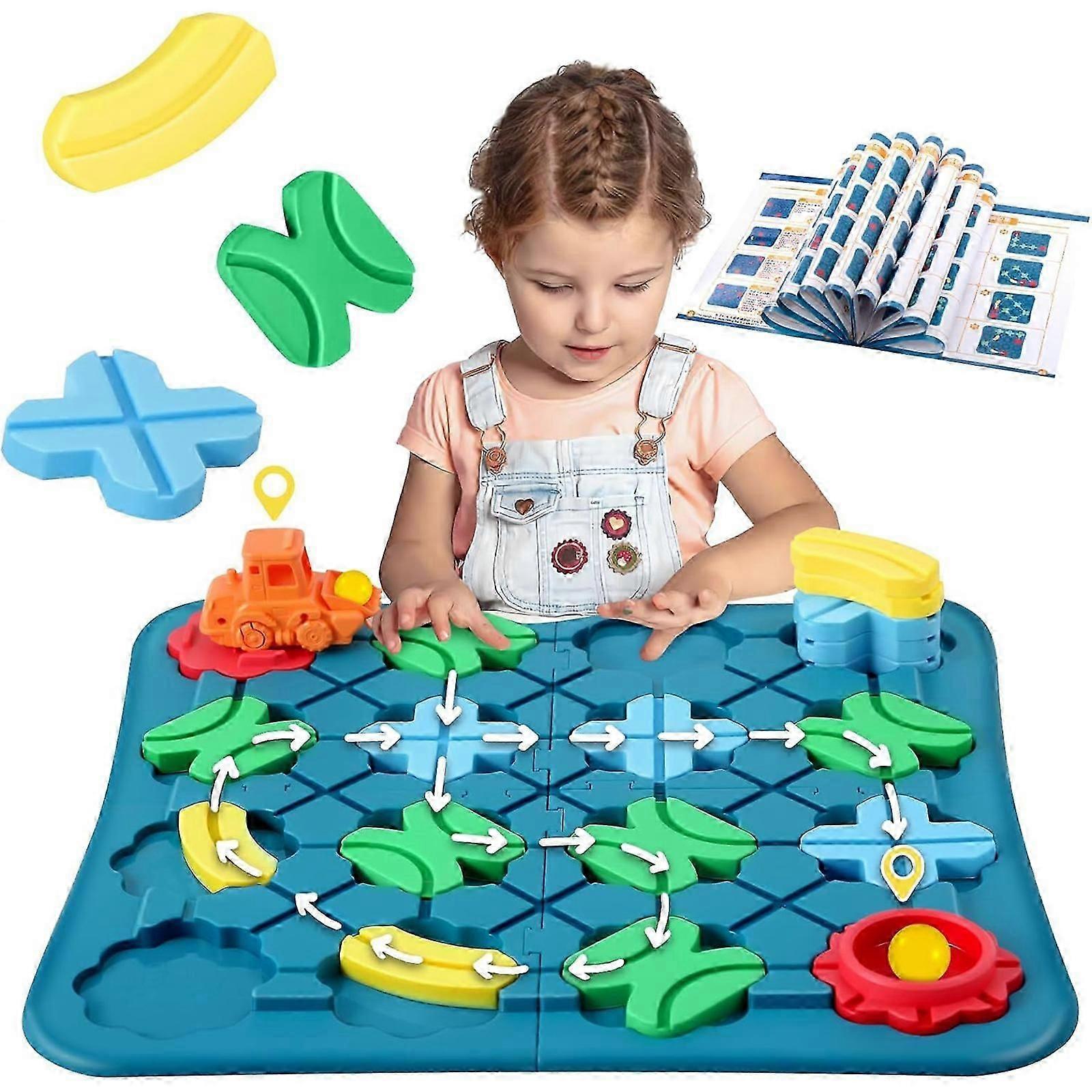 Puzzle Games, Labyrinth Board Games, Logical Road Building Game for Children Aged 4-9 Years, STEM Activity, Educational Gift
