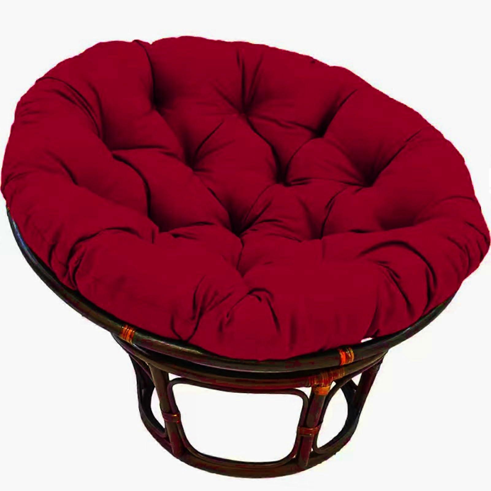 Round outdoor seat cushion, thick egg crate design, replacement pad for rattan hanging basket and swing chair, large size, red, 90 x 90 cm